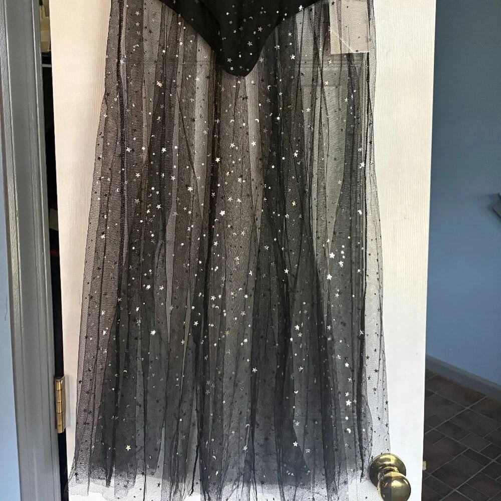Size L Rave Outfit 2 in 1 Sheer Skirt Festival Clubwear Mesh High Waist Maxi - Picture 5 of 6